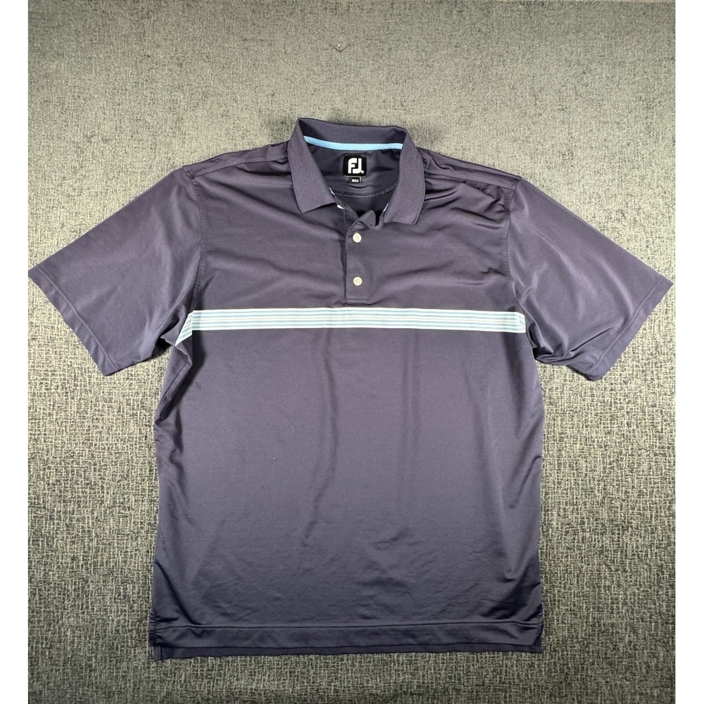 FootJoy Polo Shirt Men XL Blue Striped‎ Golf Performance Stretch Lightweight